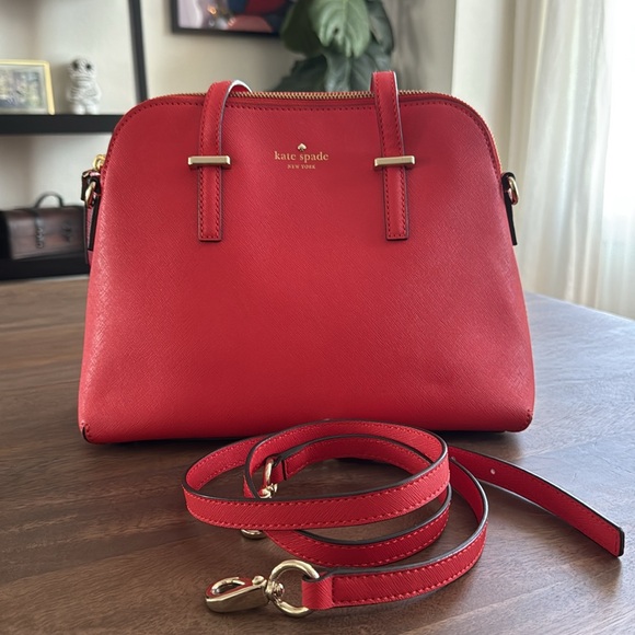 Handbag by Kate Spade, color- red, condition-excellent - Picture 3 of 6
